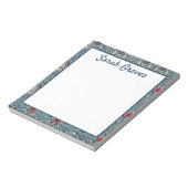 Bloc-note Nom personnalisé Modèle Floral Bleu (Tourné)