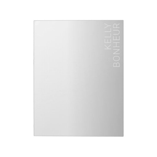 Bloc-note Nom personnalisé moderne | Gradient gris (Tourné)