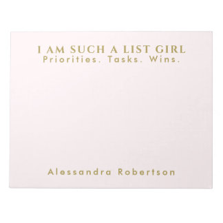 Bloc-note Nom personnalisé Monogram Pastel Rose Gold Minimal