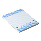 Bloc-note Nom personnalisé + Motif Coeurs et rayures bleus (Incliné)