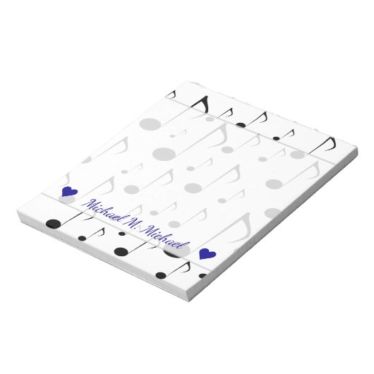 Bloc-note Nom personnalisé + Nombreux notes musicales Bloc-n (Tourné)