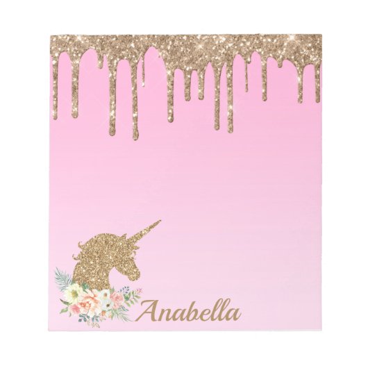 Bloc-note Nom personnalisé Parties scintillant or Drives Flo (Devant)