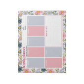 Bloc-note Nom personnalisé Pastel Floral Weekly Planner (Tourné)