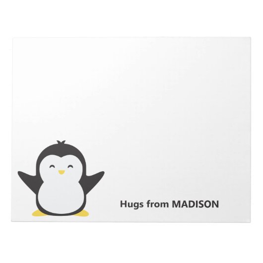 Bloc-note Nom personnalisé pingouin mignon (Devant)