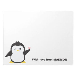 Bloc-note Nom personnalisé pingouin mignon