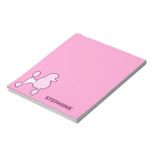Bloc-note Nom personnalisé Poodle rose (Tourné)