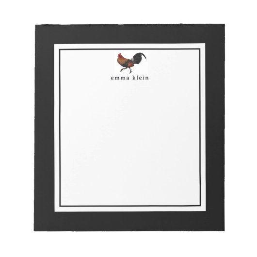 Bloc-note Nom personnalisé Poulet de coq de ferme (Devant)