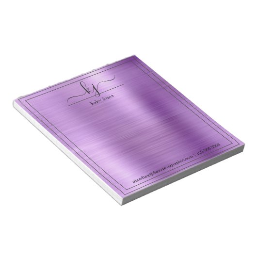 Bloc-note Nom personnalisé pourpre | À Partir Du Bureau De (Incliné)