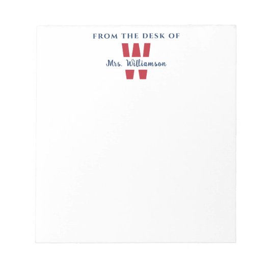 Bloc-note Nom Personnalisé Professeur Monogramme Du Bureau D (Devant)