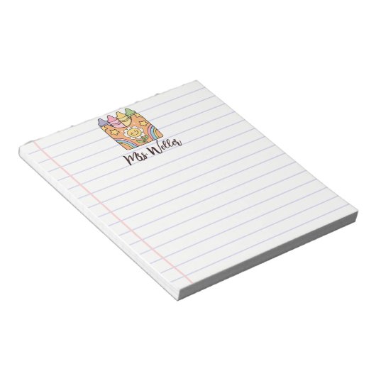 Bloc-note Nom personnalisé Retro Enseignant de l'école Vinta (Incliné)