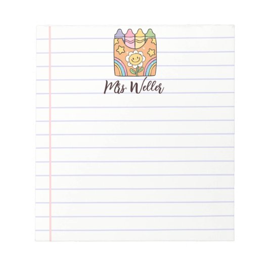 Bloc-note Nom personnalisé Retro Enseignant de l'école Vinta (Devant)