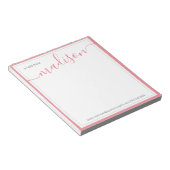 Bloc-note Nom Personnalisé Rose Chaud Blanc Du Bureau De (Incliné)
