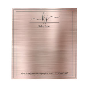 Bloc-note Nom personnalisé rose Gold À Partir Du Bureau De