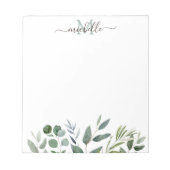 Bloc-note Nom personnalisé Sage Green Eucalyptus Feuilles (Devant)