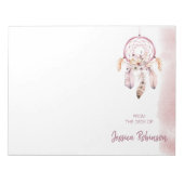 Bloc-note Nom personnalisé Script Boho Dream Catcher Aquarel (Devant)