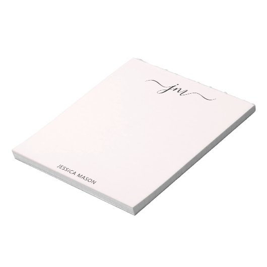 Bloc-note Nom personnalisé Script Monogramme moderne minimal (Tourné)