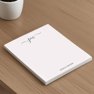 Bloc-note Nom personnalisé Script Monogramme moderne minimal