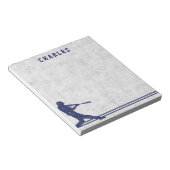 Bloc-note Nom personnalisé silhouette de baseball bleu foncé (Incliné)