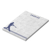 Bloc-note Nom personnalisé silhouette de baseball bleu foncé (Tourné)