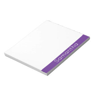 Bloc-note Nom personnalisé simple violet et blanc