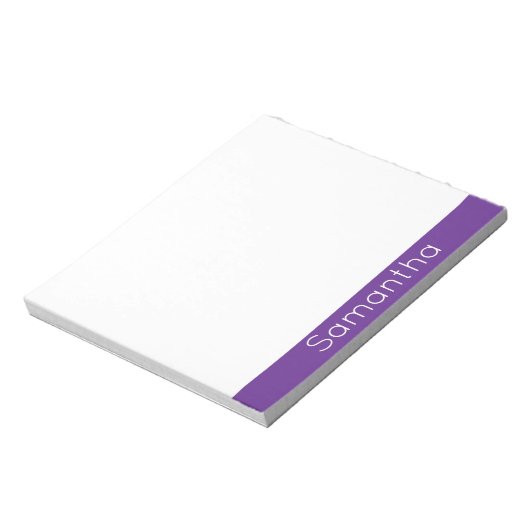 Bloc-note Nom personnalisé simple violet et blanc (Tourné)