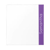 Bloc-note Nom personnalisé simple violet et blanc (Devant)