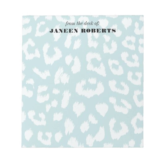 Bloc-note Nom personnalisé Soft Aqua Empreinte de léopard bl (Devant)