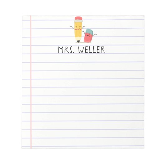Bloc-note Nom personnalisé Whimsical School Supply Enseignan (Devant)