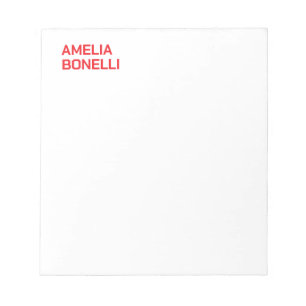 Bloc-note Nom Professionnel Minimaliste Rouge Gras Moderne