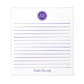 Bloc-note Nom simple de monogramme à liaison violet (Devant)