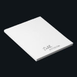 Bloc-note Nom simple élégant Moderne<br><div class="desc">Bloc-notes moderne noir et blanc avec un design simple et minimal avec votre nom dans un script élégant et une police sans serif contemporaine. Ils sont parfaits pour un usage personnel ou professionnel et sont parfaits pour une entreprise à donner en tant qu'objet promotionnel.</div>