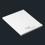 Bloc-note Nom simple élégant Moderne<br><div class="desc">Bloc-notes moderne noir et blanc avec un design simple et minimal avec votre nom dans un script élégant et une police sans serif contemporaine. Ils sont parfaits pour un usage personnel ou professionnel et sont parfaits pour une entreprise à donner en tant qu'objet promotionnel.</div>