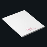 Bloc-note Nom simple élégant Moderne<br><div class="desc">Bloc-notes rose magenta / fuschia moderne avec un design simple et minimal avec votre nom dans un script élégant et une police sans serif contemporaine. Ils sont parfaits pour un usage personnel ou professionnel et sont parfaits pour une entreprise à donner en tant qu'objet promotionnel.</div>