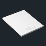 Bloc-note Nom simple élégant Moderne<br><div class="desc">Bloc-notes moderne violet / lavande avec un design simple et minimal personnalisé avec votre nom dans un script élégant et une police sans serif contemporaine. Ils sont parfaits pour un usage personnel ou professionnel et sont parfaits pour une entreprise à donner en tant qu'objet promotionnel.</div>