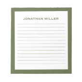 Bloc-note Nom typographique simple d'olive blanche (Devant)