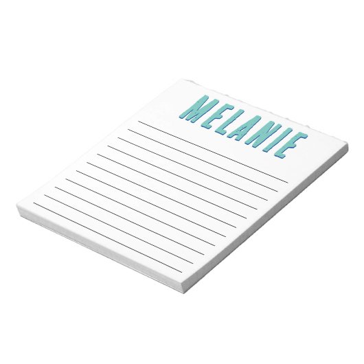 Bloc-note Nom unique Modèle Marine Bleu Turquoise Lined (Tourné)