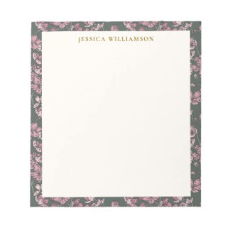 Bloc-note Nostalgique rose floral Nom personnalisé