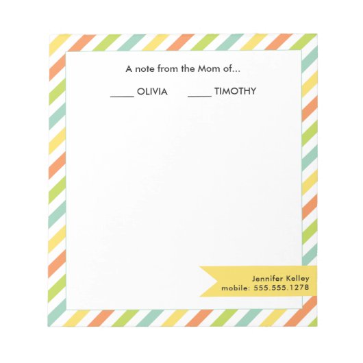 Bloc-note Note de la maman de...Bright Stripes (Devant)