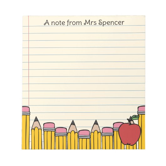 Bloc-note Note de l'enseignant dessinée à la main sur papier (Devant)