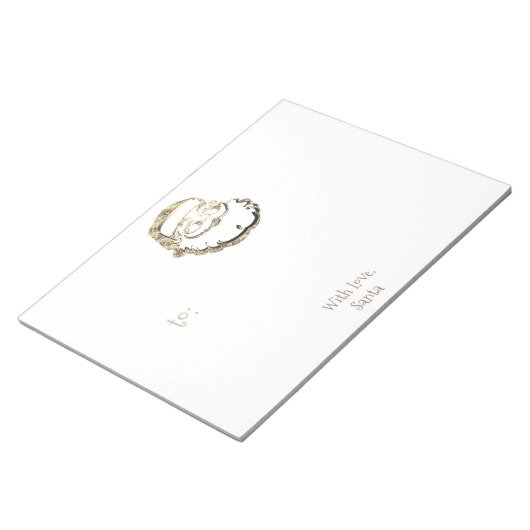 Bloc-note Note de Père Noël Cute Gold et White Christmas (Incliné)