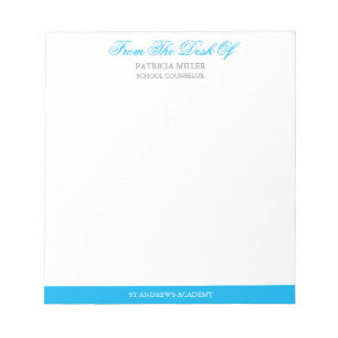 Bloc-note Note De Script Élégant Bleu Du Conseiller De L'Éco