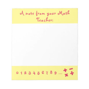 Bloc-note Note de votre professeur de mathématiques - Bloc-n