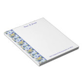 Bloc-note NOTE PAD Oiseaux bleuets jaune bleu PERSONNALISÉ (Incliné)