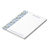 Bloc-note NOTE PAD Oiseaux bleuets jaune bleu PERSONNALISÉ (Tourné)