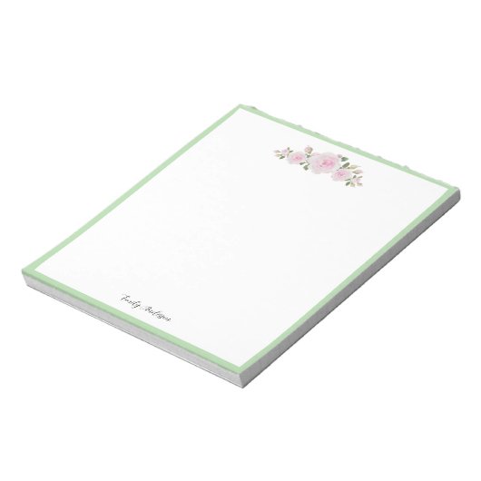 Bloc-note Note Pad with Name Soft Pink Roses (Tourné)