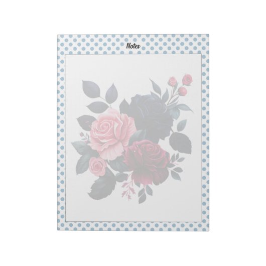 Bloc-note Note Roses rose et bleu (Tourné)
