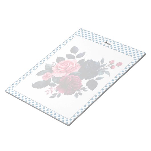 Bloc-note Note Roses rose et bleu (Incliné)