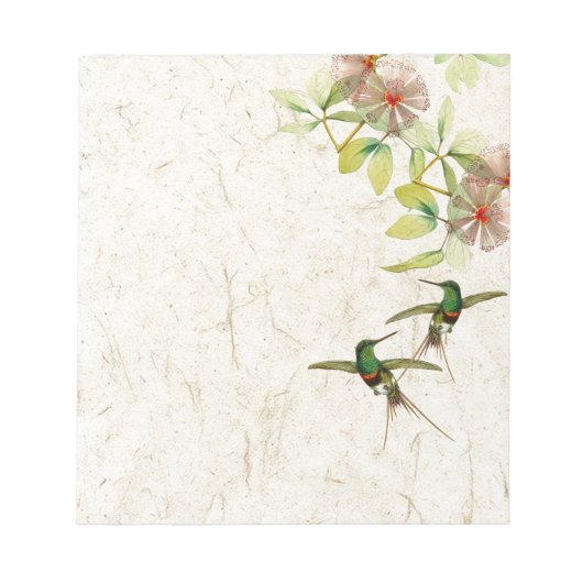 Bloc-note Notepad Animaux Fleurs d'Oiseaux de colibri (Devant)