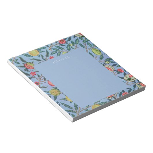 BLOC-NOTE NOTEPAD AVEC WILLIAM MORRIS "POMEGRANATES BLEU" (Incliné)