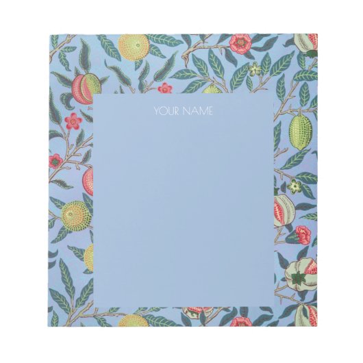 BLOC-NOTE NOTEPAD AVEC WILLIAM MORRIS "POMEGRANATES BLEU" (Devant)